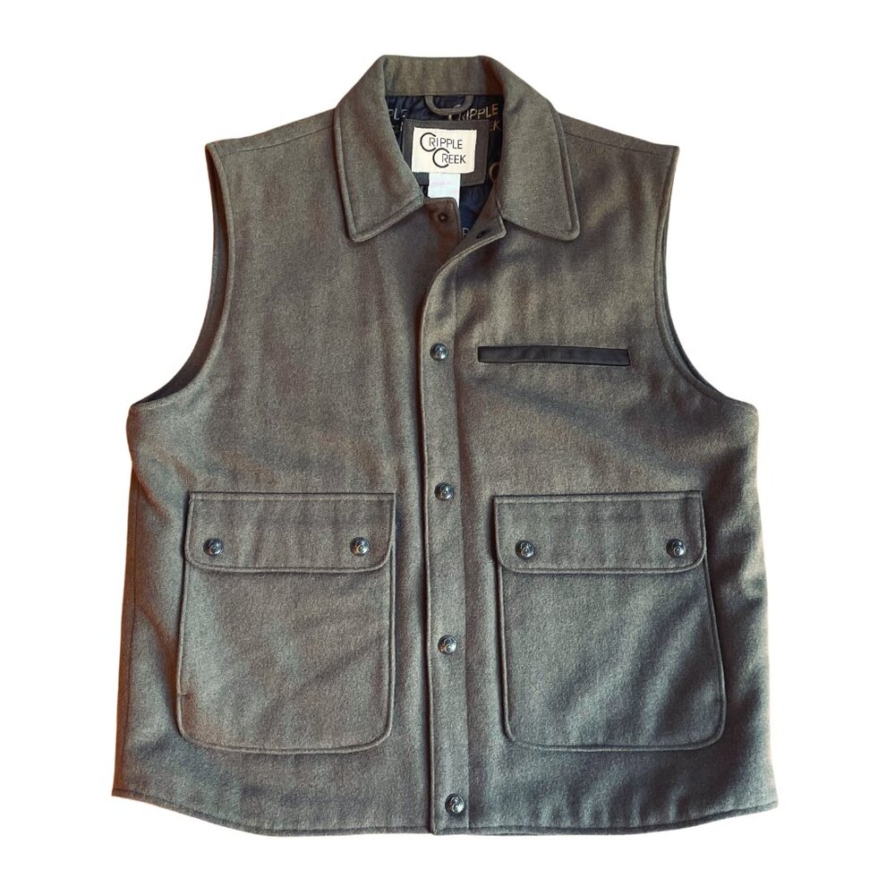 Cripple Creek Men's XL Concealed Carry Wool Melton Vest  Gray Cowboy Yellowstone